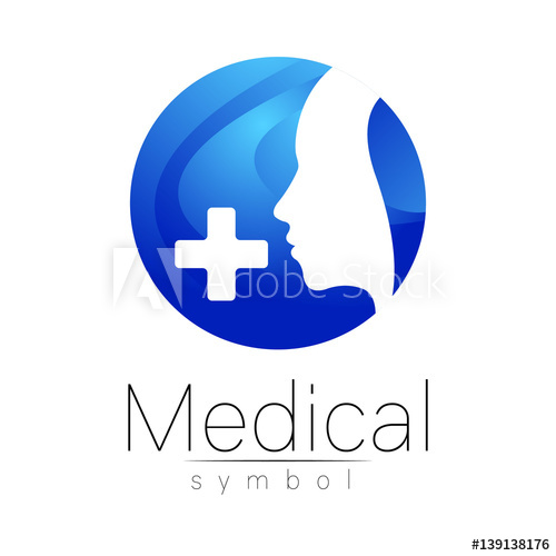 500x500 Vector Medical Sign With Cross, Human Profile Symbol For Doctors