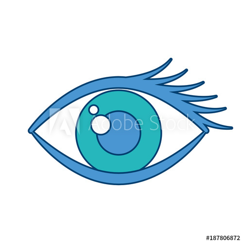 500x500 Cartoon Eye Look Eyebrow Visual Icon Vector Illustration Blue