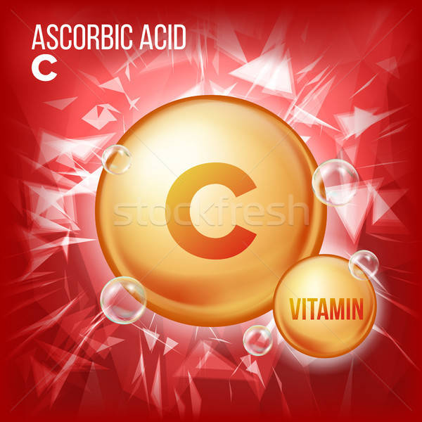 600x600 Vitamin C Ascorbic Acid Vector Organic Vitamin Gold Pill Icon