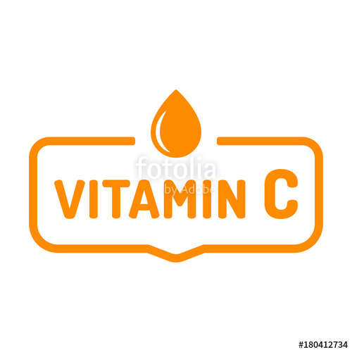 500x500 Vitamin C Badge, Icon Vector Design Illustration On White