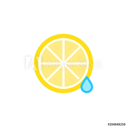 500x500 Lemon And Juice Drop Flat Icon, Vector Sign, Colorful Pictogram