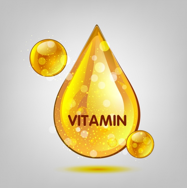597x600 Vitamin Advertisement Shiny Golden Droplets Icons Vector Icon Free