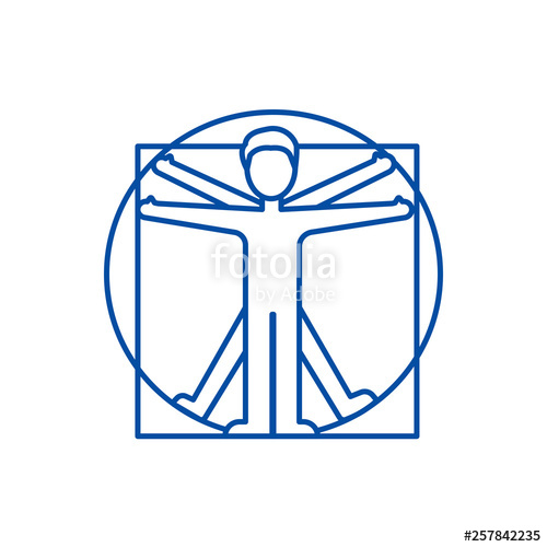 500x500 Vitruvian Man Line Concept Icon Vitruvian Man Flat Vector Website