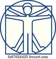 185x194 Free Art Print Of The Vitruvian Man