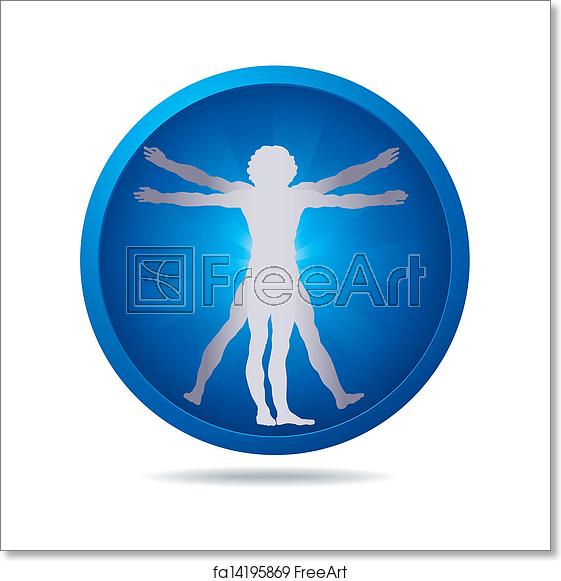 561x581 Free Art Print Of Vitruvian Man Icon Blue Icon With Vitruvian Man