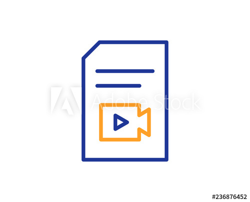 500x405 Document With Video Content Line Icon Vlog With Camera Sign