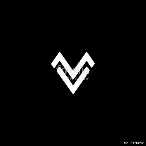 500x500 Unique Modern Trendy Mv Or Vm Black And White Color Initial Based