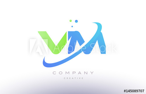 500x322 Vm V M Alphabet Green Blue Swoosh Letter Logo Icon Design