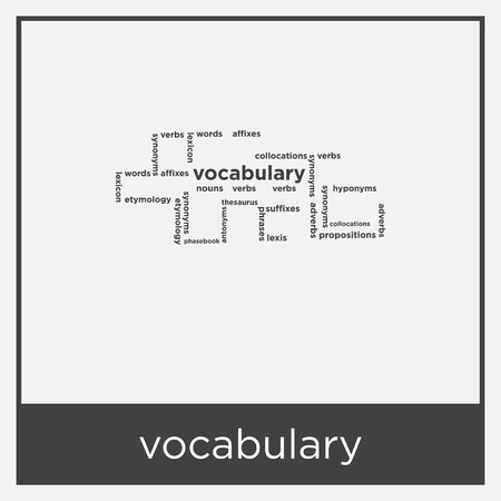 450x450 Vocabulary Icon Isolated On White Background With Black Border