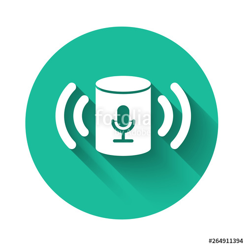 500x500 White Voice Assistant Icon Isolated With Long Shadow Voice
