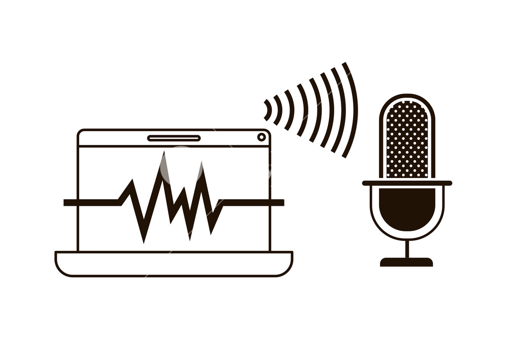 1000x667 Laptop With Voice Assistant Icon Vector Illustration Design