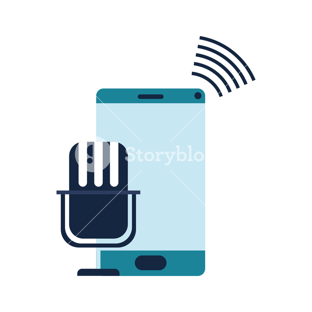 1000x1000 Smartphone With Voice Assistant Icon Vector Illustration Design