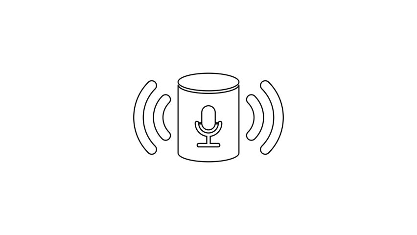 852x480 Grey Voice Assistant Line Icon Stock Footage Video