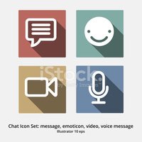 200x200 Basic Chat Icon Set Message, Emoticon, Video Chat, Voice Messag