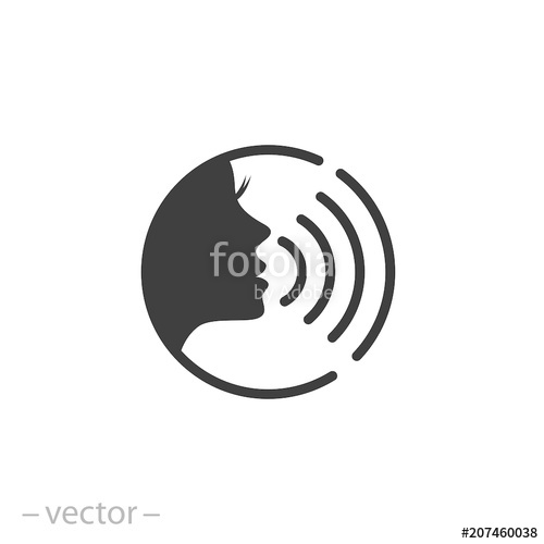 500x500 Woman Voice Command With Sound Waves Icon Vector Stock Image