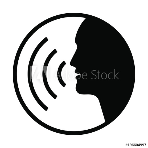 500x500 Icon Voice Command With Sound Waves Sign Speaking Man Black