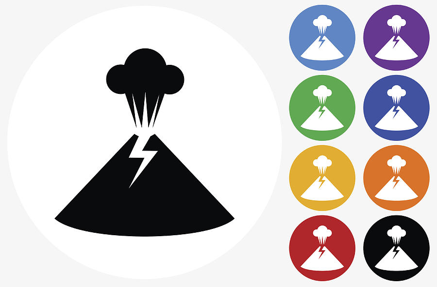 900x593 Volcano Icon On Flat Color Circle Buttons