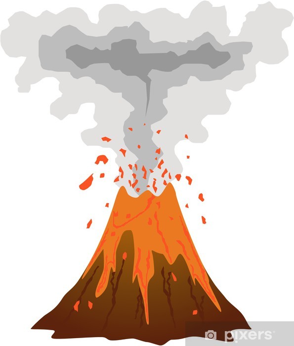 595x700 Smoking, Erupting Volcano Icon Isolated On White Sticker Pixers