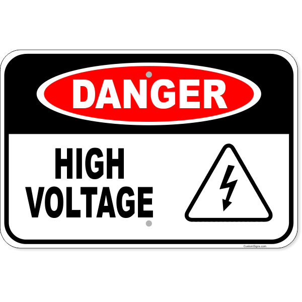 600x600 X Danger High Voltage Icon Aluminum Sign