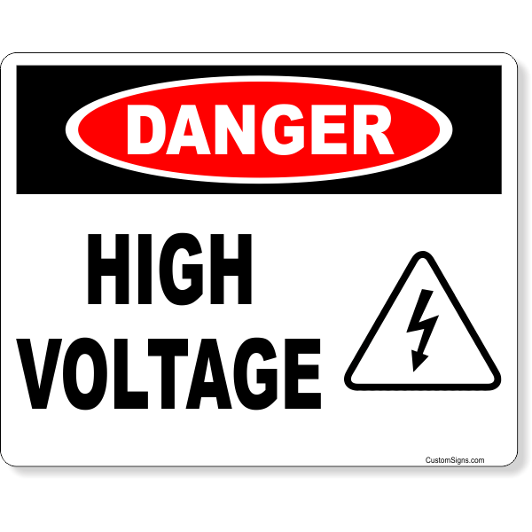 600x600 X Danger High Voltage Icon Full Color Sign
