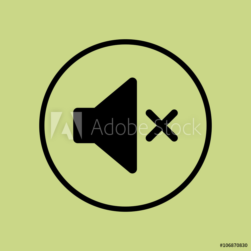 1000x1000 Photo Art Print Volume Mute Icon, On Green Background, Circle