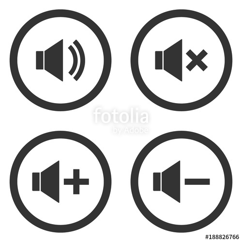 500x500 Sound Volume Control Buttons Set Mute, Unmute, Quieter, Louder