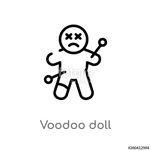 500x500 Outline Voodoo Doll Vector Icon Isolated Black Simple Line