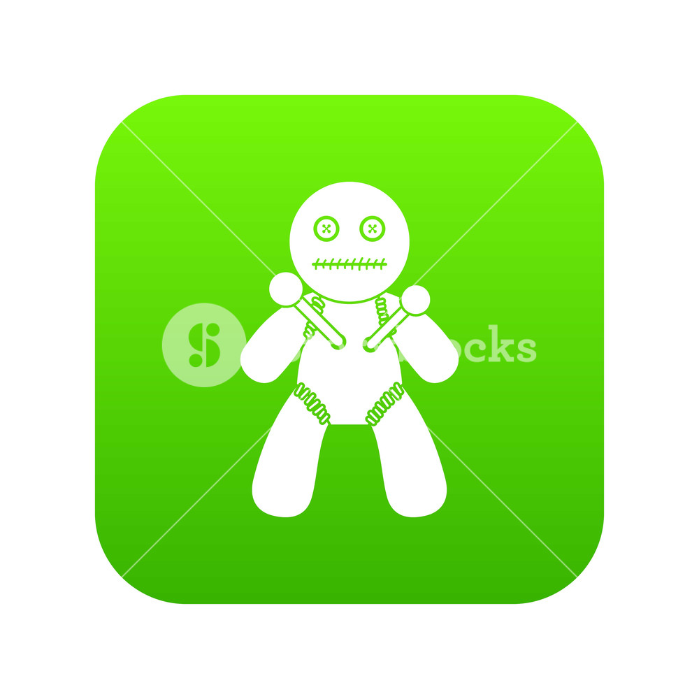 1000x1000 Voodoo Icon Green Vector Isolated On White Background Royalty Free