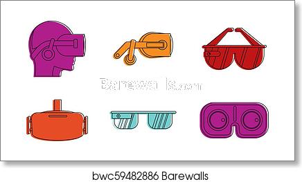 436x263 Vr Glasses Icon Set, Color Outline Style, Art Print Barewalls