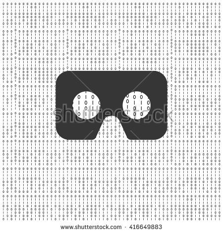 450x470 Cardboard Virtual Reality Vr Glasses Icon Logo With Binary Code