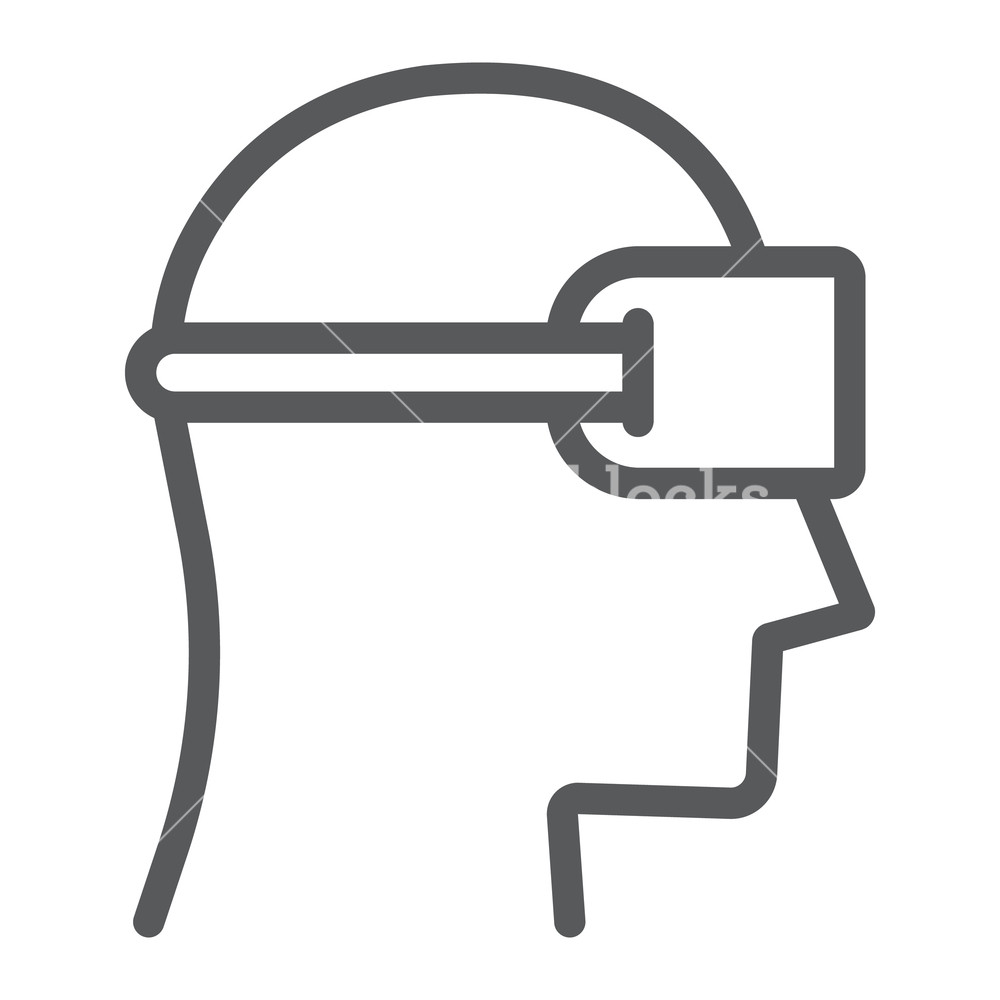 1000x1000 Vr Device Line Icon, Gaming And Virtual, Vr Headset Sign, Vector