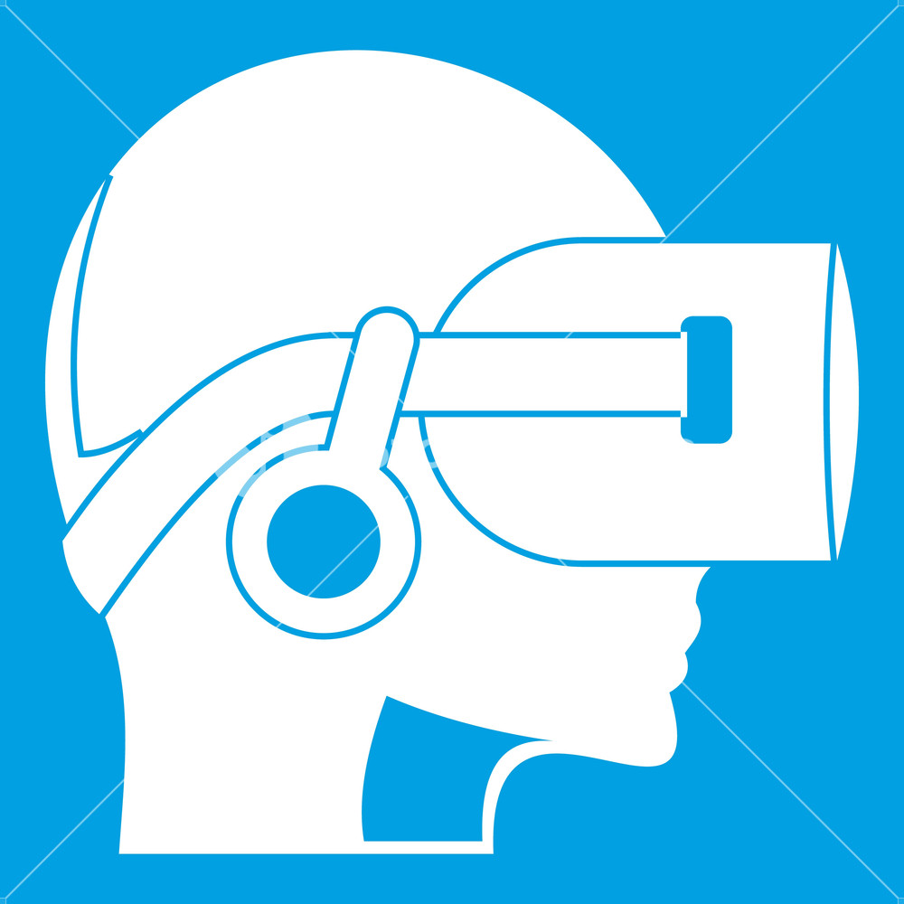 1000x1000 Vr Headset Icon White Isolated On Blue Background Vector