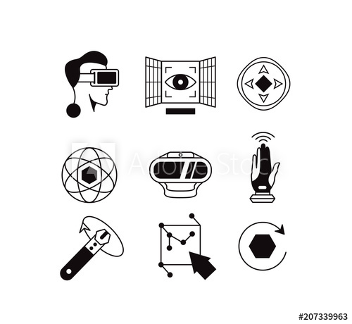 500x460 Virtual Reality Icon And Symbol Set Of Vr Icons Black Line Style