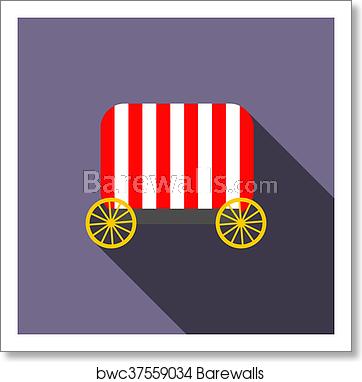 362x382 Circus Wagon Icon, Flat Style, Art Print Barewalls Posters