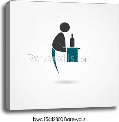 382x390 Waiter Icon, Canvas Print Barewalls Posters Prints