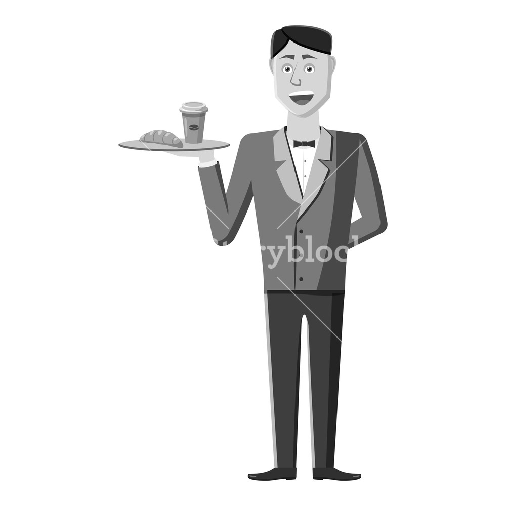 1000x1000 Waiter Icon Gray Monochrome Illustration Of Waiter Vector Icon