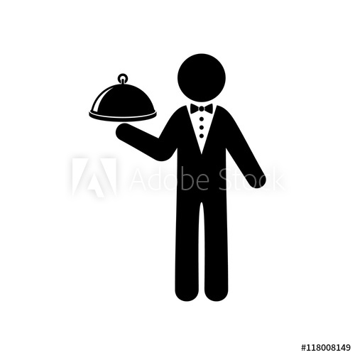 500x500 Simple Black Vector Waiter Icon