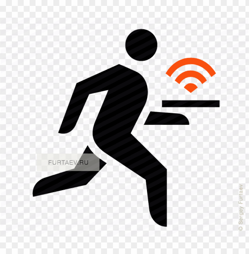 840x859 Vector Icon Of Waiter Running With Wi Fi Signal Sign