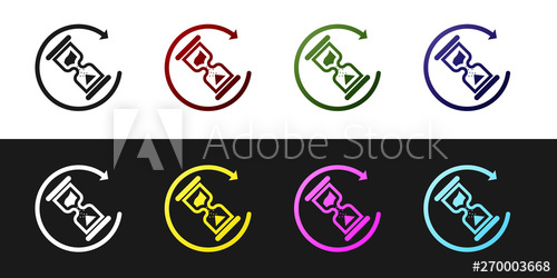 500x250 Set Waiting Icon Isolated On Black And White Background Wait Time