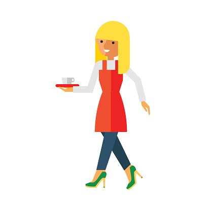 416x416 Waitress With Cup Of Coffee Flat Icon Premium Clipart