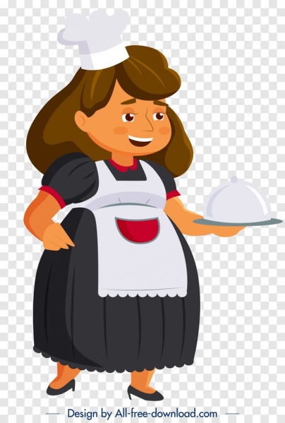 404x600 Waitress Icon Colored Cartoon Character Sketch Free Vector