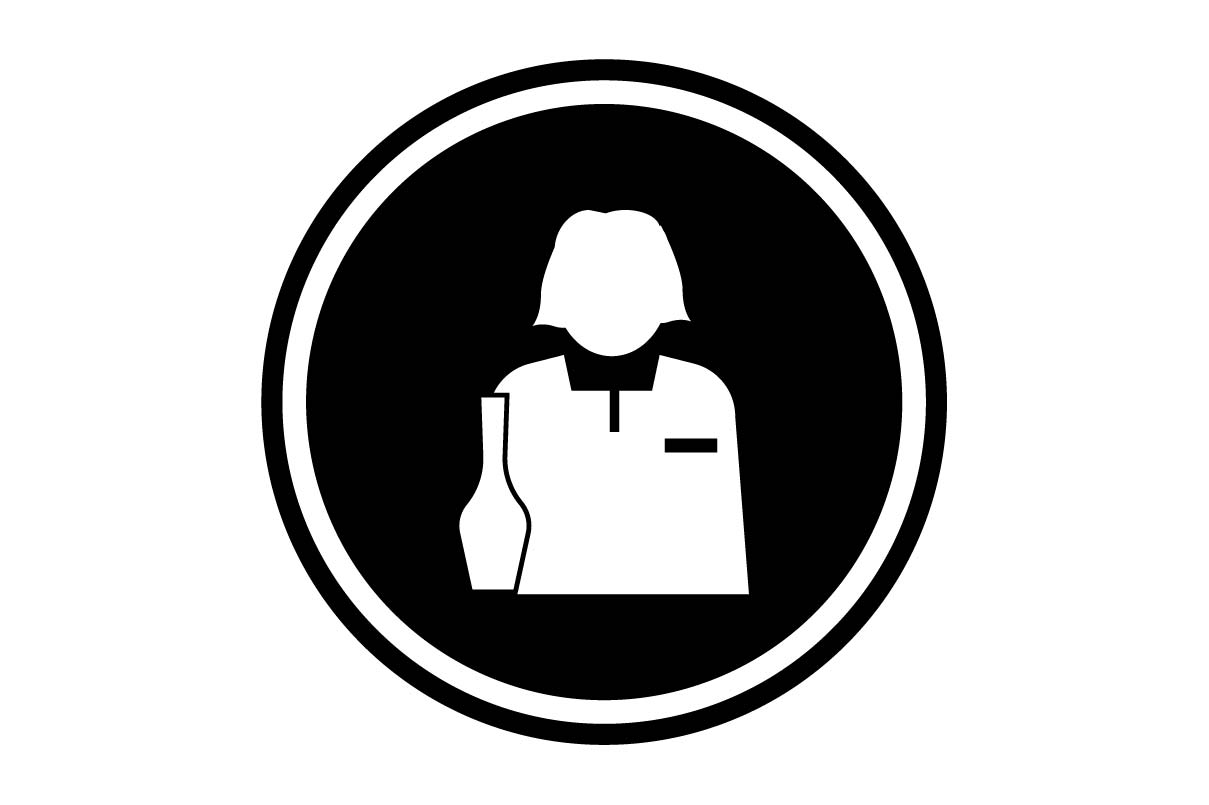 1209x805 Waitress White Icon On Black Circle
