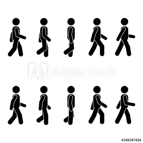 500x500 Man People Various Walking Position Posture Stick Figure Vector