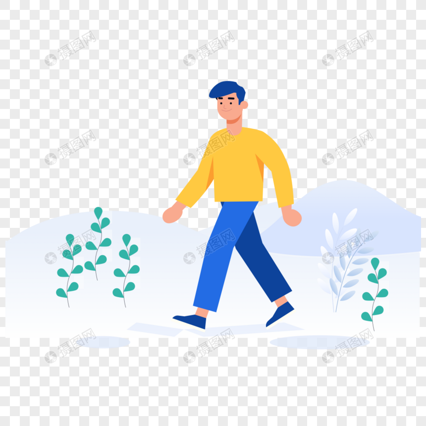 860x860 Walking Man Icon Free Vector Illustration Material Png