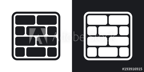 500x250 Vector Brick Wall Icon Two Tone Version On Black And White