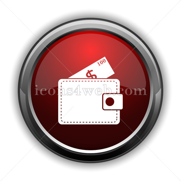 600x600 Wallet Icon Red Glossy Web Icon With Shadow