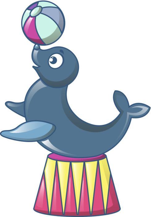 489x700 Walrus Circus Icon Cartoon Wall Decal