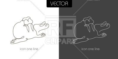 400x200 Walrus Icon On White And Black Background One Line Vector Image