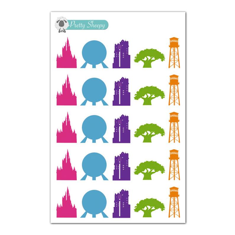 794x794 Walt Disney World Park Icons Stickers Disney Planner Etsy