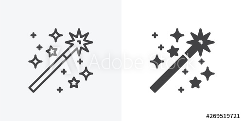 500x250 Magic Wand Icon Line And Glyph Version, Outline And Filled Vector